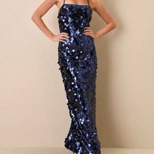 Lulu's Maxi Sequin Lace Up Dress XS
